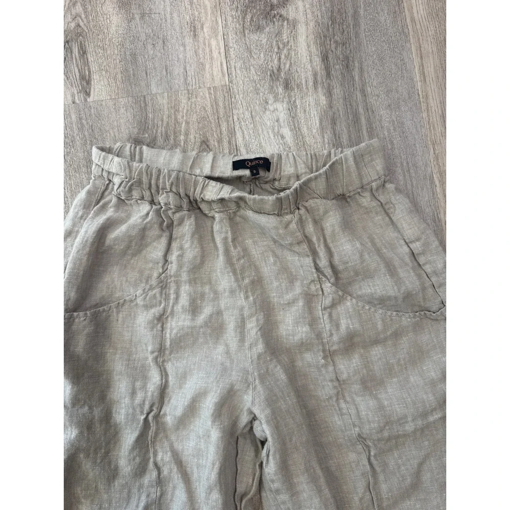 Quince 100% European Linen Tapered Ankle Pants Flax Beige Small